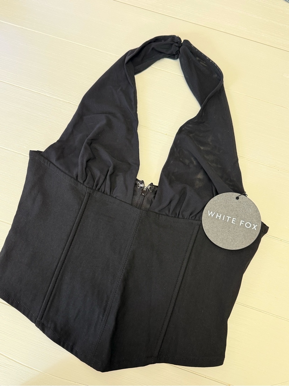 White Fox Boutique Black Halter Corset Top